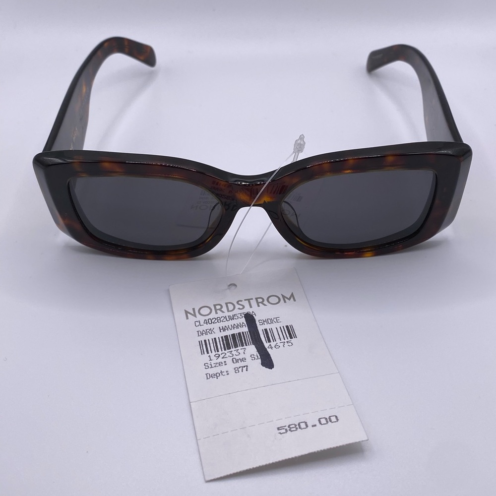 Celine Triomphe CL40282U Sunglasses Dark Havana Smoke Lenses 53-18-135 NWT